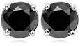 14k White Gold Black Diamond Stud Earrings (2 cttw)