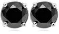 14k White Gold Black Diamond Stud Earrings (2 cttw)