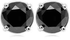 14k White Gold Black Diamond Stud Earrings (2 cttw)