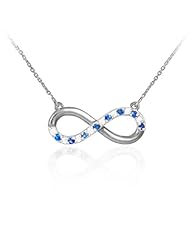 14k White Gold Sapphire and Diamond Infinity Necklace