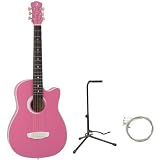 Luna Aurora Series PDC Petie Size Acoustic Guitar Combo with Gig Bag, and AB Stand & Strings - Rosebud