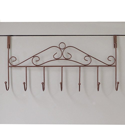 Marrywindix 7 Hooks Bronze Metal Over the Door Rack Hanger Hooks Organizer