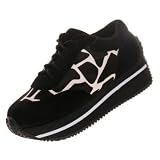VOLATILE Expulsion Animal Womens Suede Wedge Platform Shoes Sneakers Black Giraffe