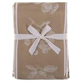 Gourmet Classics Khaki Kitchen Towels with Fruit Design, Set of 4