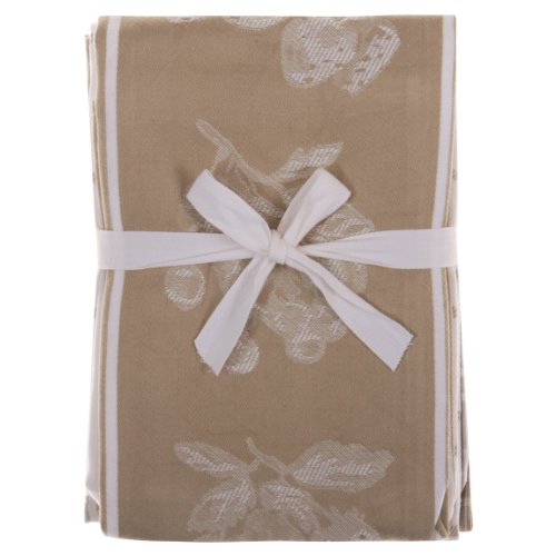 Gourmet Classics 20- by 20-inch Khaki Kitchen Towels with Fruit Design, Set of 4