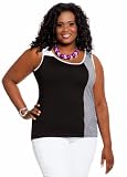 Ashley Stewart Womens Plus Size Self-tie Front Color Block Knit Top