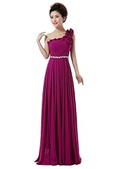 Chiffon/Polyester/Rayon/Viscose One Shoulder Beaded Bridesmaid Dress 