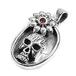 Silver Cubic Zirconia Skull & Flower Pendants, Size: 45mm