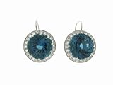 London Blue Topaz Kat Earrings with Diamonds in White Gold by Andrea Fohrman