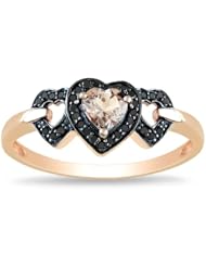 10k Rose Gold Morganite and Black Accent Diamond Ring (0.06 Cttw)