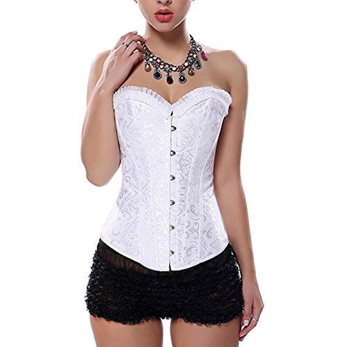 Muka Women Steel Boned Corset Plus Size Bustier Waist Cincher Halloween Corset