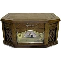 Emerson EME-NR303TTC 4-in-1 Vintage Classic Turntable Real Wood Stereo System with AM/FM Radio, CD, Cassette Tape, and Full Size Record Player