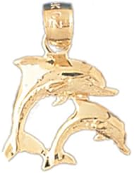 Dazzlers Solid 14 karats gold Dolphin Charm Pendant Available in three colors from jewelsberry (weights: 1.2 grams only)