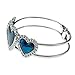 Embolden Jewelry Best Gift for a Girlfriend - Silver and Blue Green Abalone Paua Shell Heart Crystal Bangle Cuff Bracelet