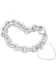 Sterling Silver 7.5 Inch Cable Bracelet with Heart