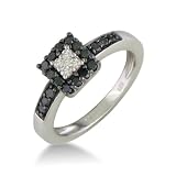 41jR2gDMrXL. SL160  1/3ct Black and White Diamond Engagement Ring in Sterling Silver