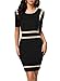 Miusol Women's Scoop Neck Optical Illusion Busniess Bodycon Dress, Black, Large