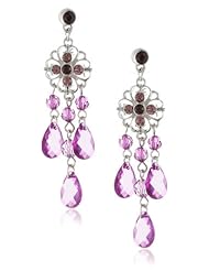 1928 Jewelry "Violet" Silver-Tone Amethyst Chandelier Drop Earrings