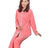 エーケー(AK) パジャマ マタニティ 産前産後 長く使える 授乳口付き ウエスト調整可能 ヘアゴムセット (L, ピンク)