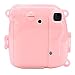 Mudder Clear Pink Hard Shell Protective Cover Case for Fujifilm Instax Mini 8/ 8+ Instant Film Camera with Rainbow Shoulder Strap