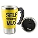 Tera 350ml HOT Stainless Plain Lazy Self Stirring Mug Auto Mixing Tea Coffee Cup Yellow Office Home Gift Novelty with Tera Dust Cloth