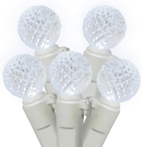 70 G12 Razzberry LED Light Set; Pure White Bulbs; White Wire