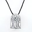 Lunar Goddess Bell Chime Pendant with Stars and Crescent Moons in Sterling Silver on a 30" Black Cord, #8312