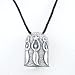 Lunar Goddess Bell Chime Pendant with Stars and Crescent Moons in Sterling Silver on a 30" Black Cord, #8312