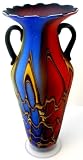 Russian Hand Blown Art Glass Extra Large Decorative Urn Style Vase - Multicolor
