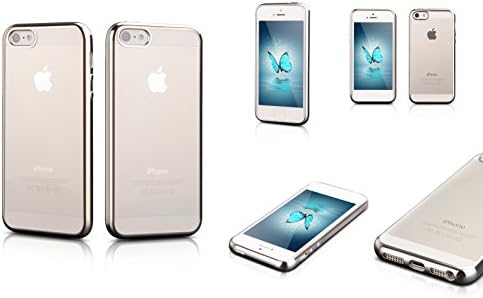 Apple iPhone SE Case, Newest 2016 Release, Premium Protection, Shock Absorbing Case Bumper, Clear Back Cover (Black)