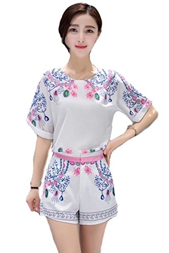 レディースファッション オールインワン セットアップ 半袖 かわいい 258-16016