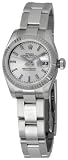 Rolex Datejust Silver Index Dial Oyster Bracelet 18k White Gold Fluted Bezel Ladies Watch 179174SSO