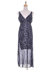 V-neck Sheer Animal Print Leopard Print  Dress