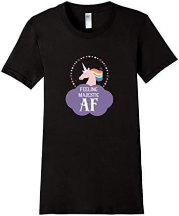 Women's Feeling Majestic AF - Unicorn T-shirt Tee - Bad Words Small Black