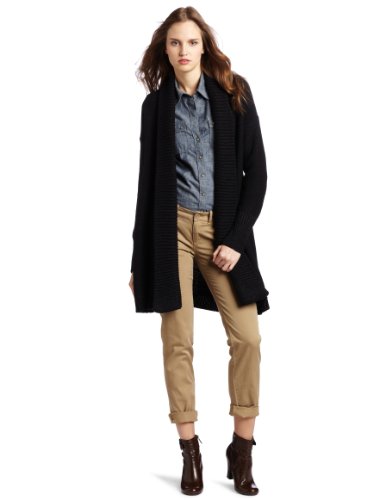 Tracy Reese Women's Long Cardigan, Black, Petite