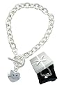 Silver Heart Charm Toggle Bracelet Satin Lined Gift Boxed