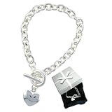 Silver Heart Charm Toggle Bracelet Satin Lined Gift Boxed