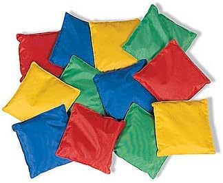 1 Dozen, 5" Bean Bags. - FE Educational Products - Dozen 5" Assorted Nylon Reinforced Bean Bags [Toy] - 1 DOZEN, 5" bean bags.