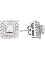 10k White Gold Diamond Square Earrings (1 cttw)