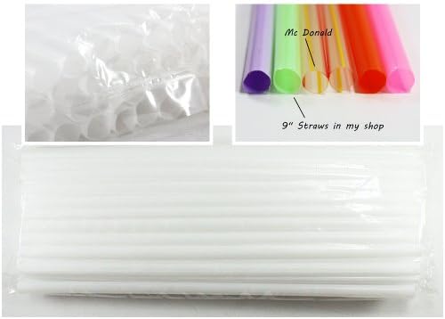 9" 40 pcs Thin Drinking Straws Party Origami Stars Craft, White