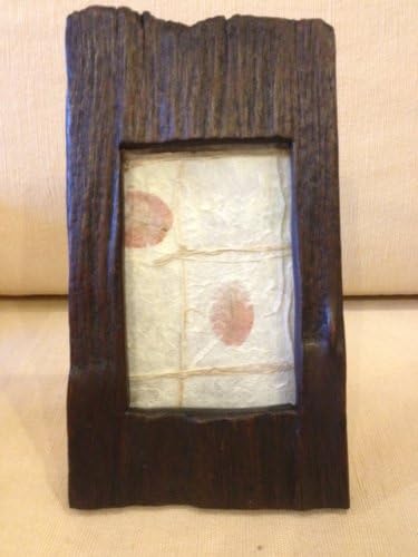 Penang Tree Bark Picture Frame, Reclaimed Teak Wood, Picture 4" X 6"