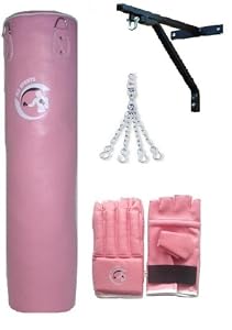 4ft Pink Rex Leather Boxing Punchbag , Bracket & Free Gloves