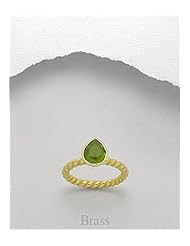 Lawn Green Colored Enamel Ring In Brass