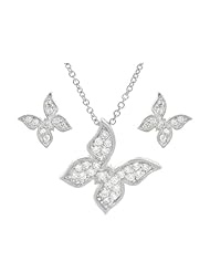 Tressa Sterling Silver CZ Pave Butterfly Necklace and Earring Set