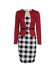 Cocktail Plaid Print Long Sleeves Evening Dress 