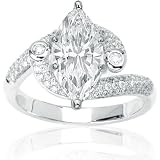 1.39 Carat GIA Certified Marquise Cut / Shape Pave And Bezel Set Diamond Engagement Ring In 14k W Gold