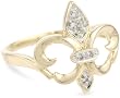XPY 14k Yellow Gold Fleur-de-Lis Diamond Ring (.03 ct, I-J Color, I2 Clarity)