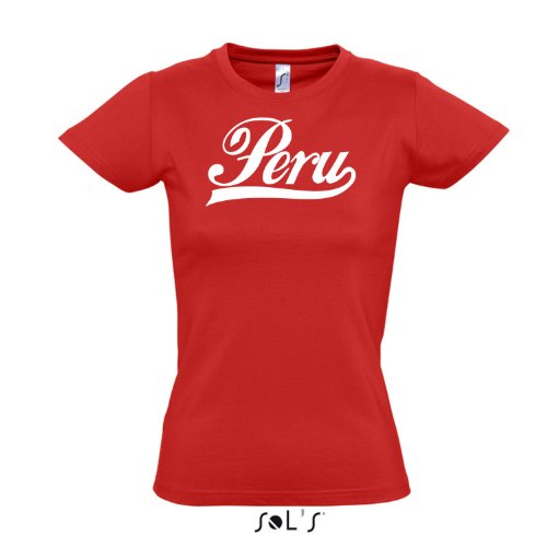 Damen T-Shirt – Peru Oldschool Peru LÄNDERSHIRT EM / WM FAN Trikot S-XXL , red – weiß , M