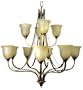 Yosemite Home Decor 7648-12AF El Portal 12 Light Chandelier, Champagne Glass Shades, Antique Flemish Finished Frame, 37" x 35"