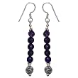 Gift for Her Silver Amethyst Earrings 2.25 inches (erg072)